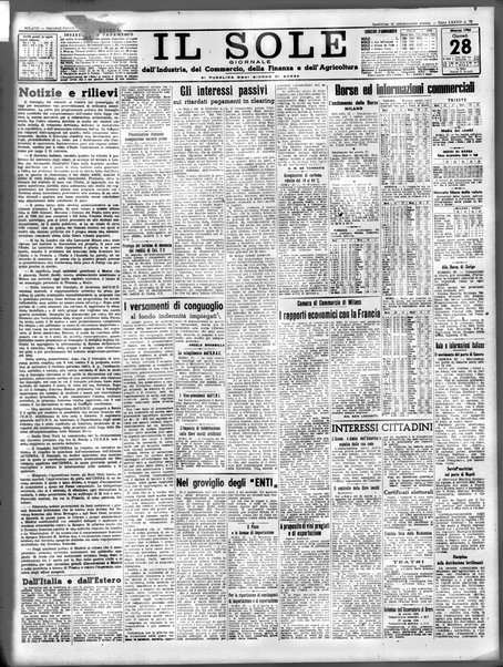Il sole : giornale commerciale, agricolo, industriale... : organo ufficiale della Camera di commercio e industria di Milano ...