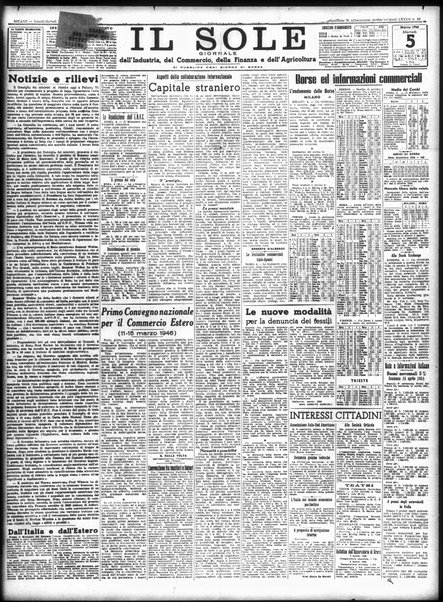 Il sole : giornale commerciale, agricolo, industriale... : organo ufficiale della Camera di commercio e industria di Milano ...