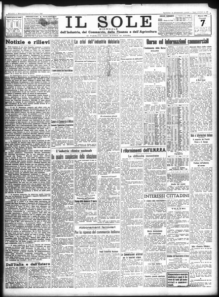 Il sole : giornale commerciale, agricolo, industriale... : organo ufficiale della Camera di commercio e industria di Milano ...