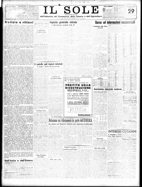 Il sole : giornale commerciale, agricolo, industriale... : organo ufficiale della Camera di commercio e industria di Milano ...