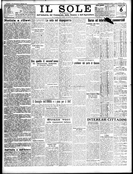 Il sole : giornale commerciale, agricolo, industriale... : organo ufficiale della Camera di commercio e industria di Milano ...