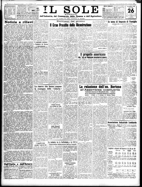 Il sole : giornale commerciale, agricolo, industriale... : organo ufficiale della Camera di commercio e industria di Milano ...