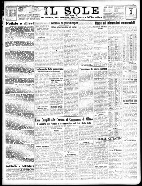 Il sole : giornale commerciale, agricolo, industriale... : organo ufficiale della Camera di commercio e industria di Milano ...