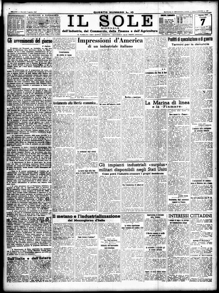 Il sole : giornale commerciale, agricolo, industriale... : organo ufficiale della Camera di commercio e industria di Milano ...