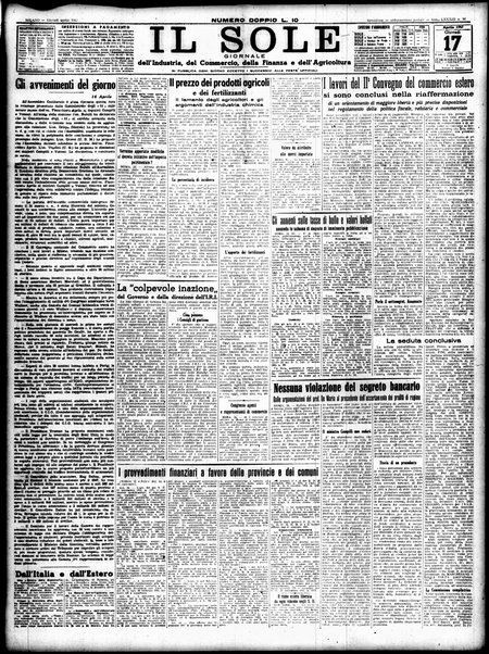 Il sole : giornale commerciale, agricolo, industriale... : organo ufficiale della Camera di commercio e industria di Milano ...