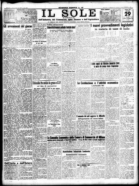 Il sole : giornale commerciale, agricolo, industriale... : organo ufficiale della Camera di commercio e industria di Milano ...