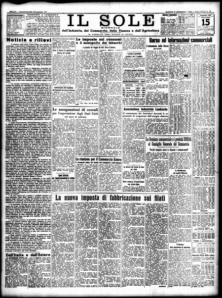 Il sole : giornale commerciale, agricolo, industriale... : organo ufficiale della Camera di commercio e industria di Milano ...