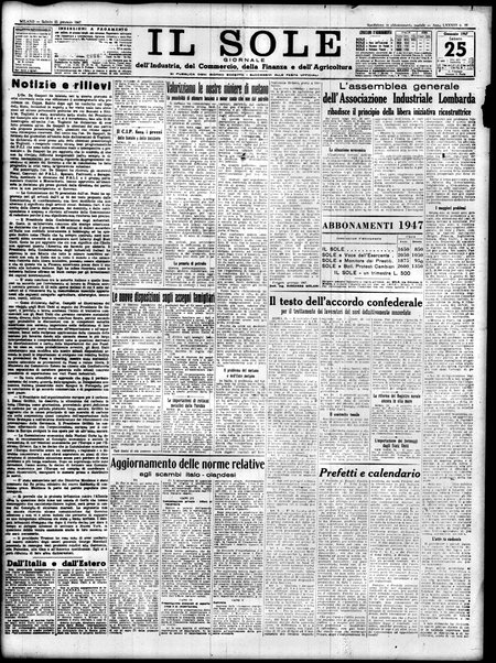 Il sole : giornale commerciale, agricolo, industriale... : organo ufficiale della Camera di commercio e industria di Milano ...