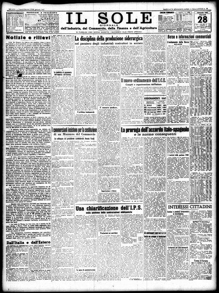 Il sole : giornale commerciale, agricolo, industriale... : organo ufficiale della Camera di commercio e industria di Milano ...