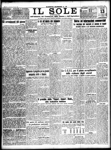Il sole : giornale commerciale, agricolo, industriale... : organo ufficiale della Camera di commercio e industria di Milano ...