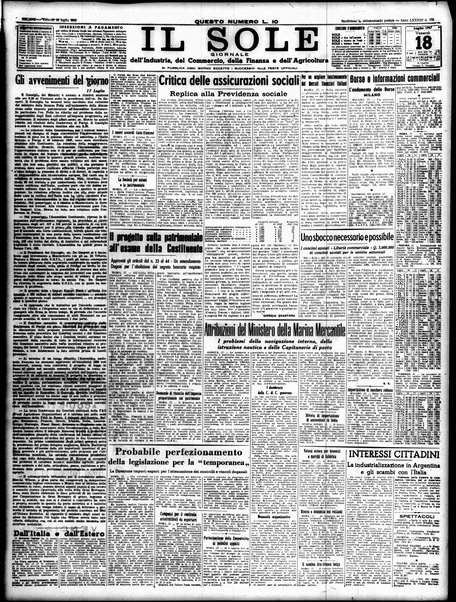 Il sole : giornale commerciale, agricolo, industriale... : organo ufficiale della Camera di commercio e industria di Milano ...