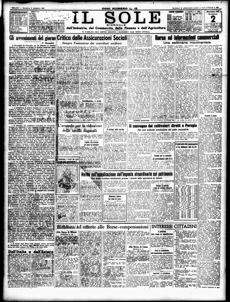 Il sole : giornale commerciale, agricolo, industriale... : organo ufficiale della Camera di commercio e industria di Milano ...