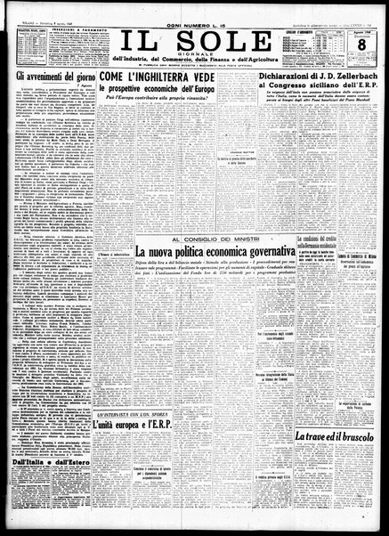 Il sole : giornale commerciale, agricolo, industriale... : organo ufficiale della Camera di commercio e industria di Milano ...