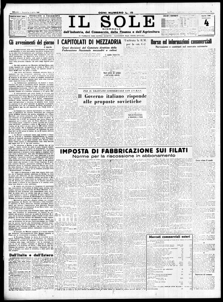 Il sole : giornale commerciale, agricolo, industriale... : organo ufficiale della Camera di commercio e industria di Milano ...