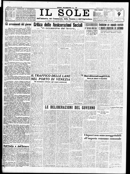 Il sole : giornale commerciale, agricolo, industriale... : organo ufficiale della Camera di commercio e industria di Milano ...