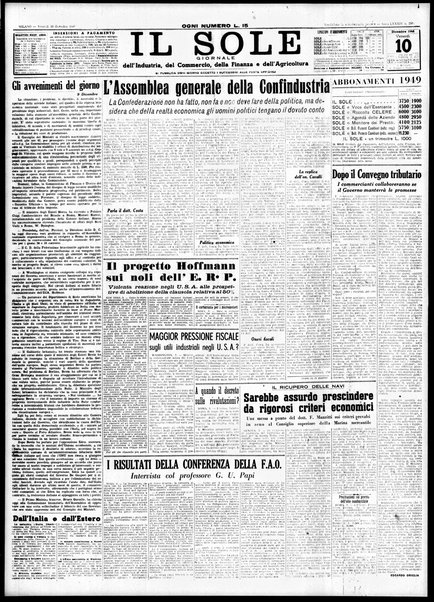 Il sole : giornale commerciale, agricolo, industriale... : organo ufficiale della Camera di commercio e industria di Milano ...