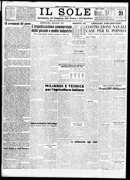 Il sole : giornale commerciale, agricolo, industriale... : organo ufficiale della Camera di commercio e industria di Milano ...