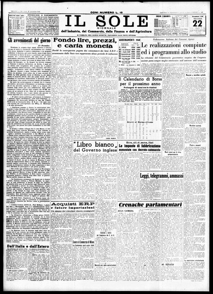 Il sole : giornale commerciale, agricolo, industriale... : organo ufficiale della Camera di commercio e industria di Milano ...