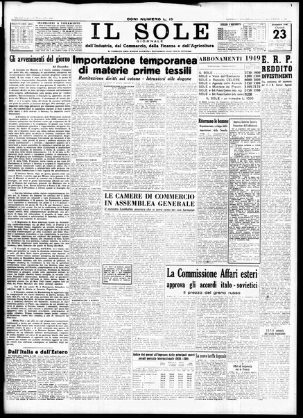 Il sole : giornale commerciale, agricolo, industriale... : organo ufficiale della Camera di commercio e industria di Milano ...