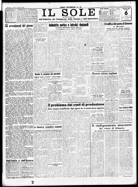 Il sole : giornale commerciale, agricolo, industriale... : organo ufficiale della Camera di commercio e industria di Milano ...