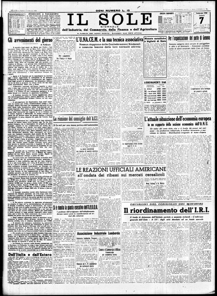 Il sole : giornale commerciale, agricolo, industriale... : organo ufficiale della Camera di commercio e industria di Milano ...