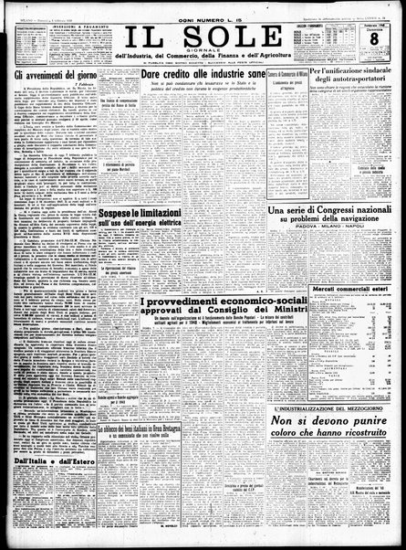 Il sole : giornale commerciale, agricolo, industriale... : organo ufficiale della Camera di commercio e industria di Milano ...