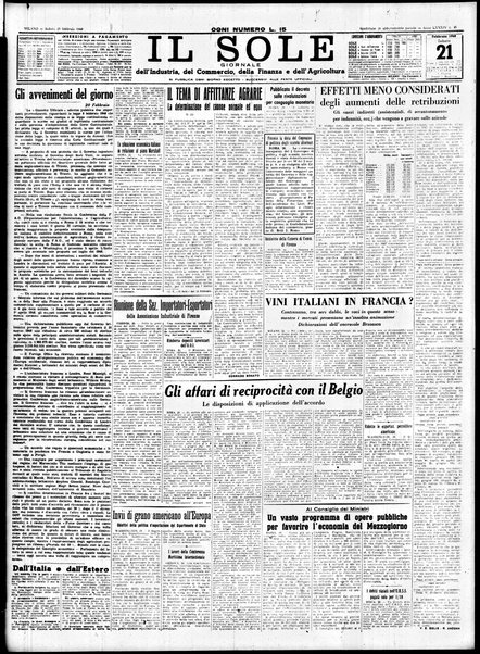 Il sole : giornale commerciale, agricolo, industriale... : organo ufficiale della Camera di commercio e industria di Milano ...