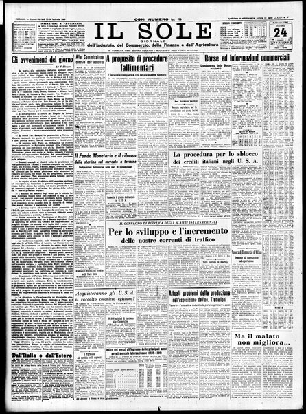 Il sole : giornale commerciale, agricolo, industriale... : organo ufficiale della Camera di commercio e industria di Milano ...