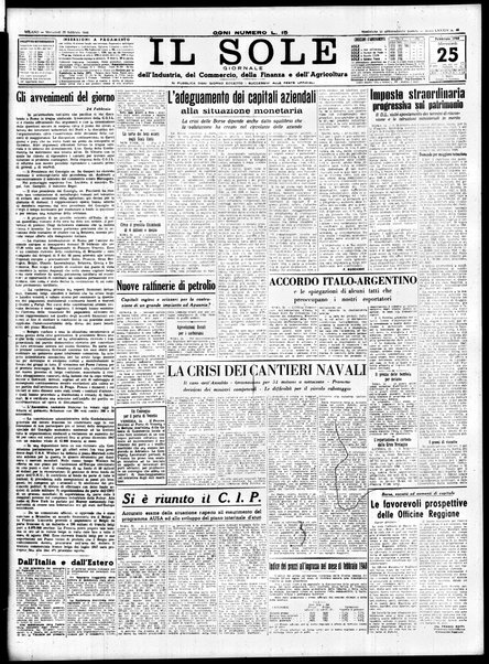 Il sole : giornale commerciale, agricolo, industriale... : organo ufficiale della Camera di commercio e industria di Milano ...