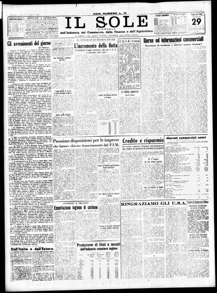 Il sole : giornale commerciale, agricolo, industriale... : organo ufficiale della Camera di commercio e industria di Milano ...