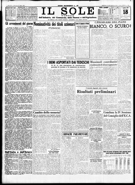 Il sole : giornale commerciale, agricolo, industriale... : organo ufficiale della Camera di commercio e industria di Milano ...