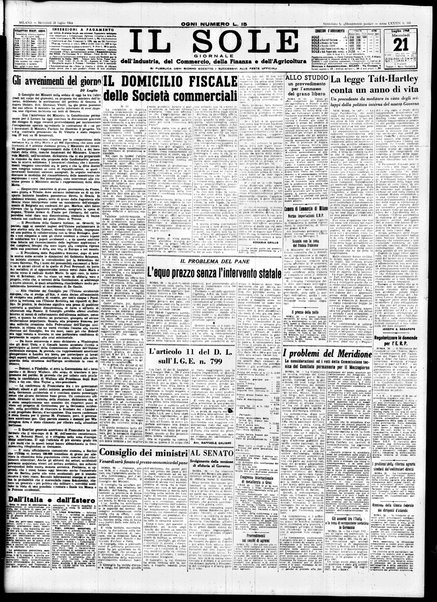 Il sole : giornale commerciale, agricolo, industriale... : organo ufficiale della Camera di commercio e industria di Milano ...
