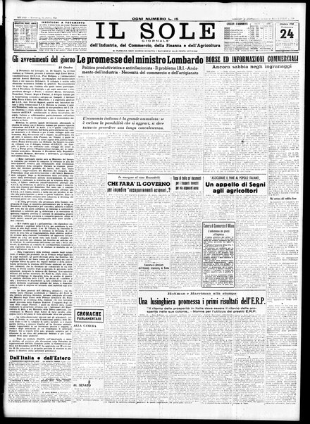 Il sole : giornale commerciale, agricolo, industriale... : organo ufficiale della Camera di commercio e industria di Milano ...