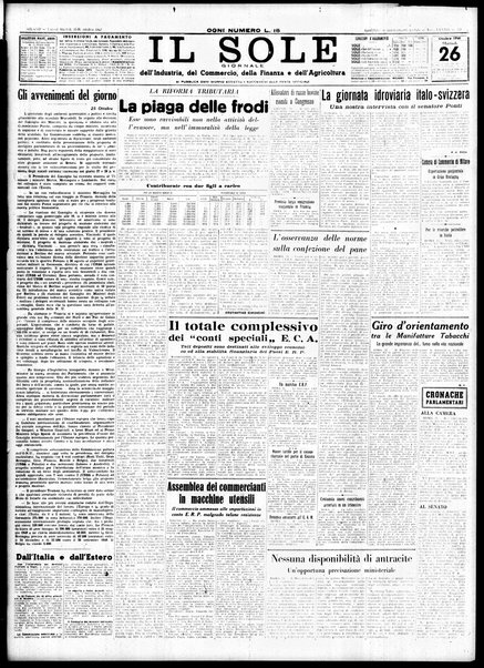 Il sole : giornale commerciale, agricolo, industriale... : organo ufficiale della Camera di commercio e industria di Milano ...