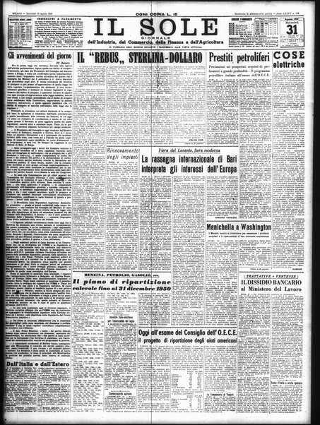 Il sole : giornale commerciale, agricolo, industriale... : organo ufficiale della Camera di commercio e industria di Milano ...