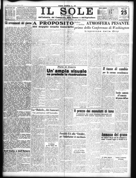 Il sole : giornale commerciale, agricolo, industriale... : organo ufficiale della Camera di commercio e industria di Milano ...