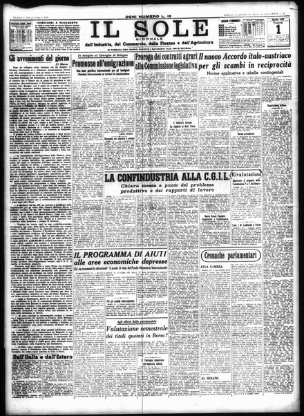 Il sole : giornale commerciale, agricolo, industriale... : organo ufficiale della Camera di commercio e industria di Milano ...