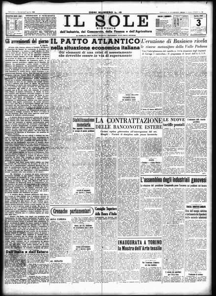 Il sole : giornale commerciale, agricolo, industriale... : organo ufficiale della Camera di commercio e industria di Milano ...