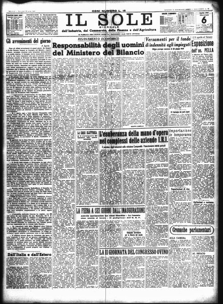 Il sole : giornale commerciale, agricolo, industriale... : organo ufficiale della Camera di commercio e industria di Milano ...