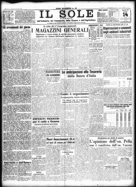 Il sole : giornale commerciale, agricolo, industriale... : organo ufficiale della Camera di commercio e industria di Milano ...