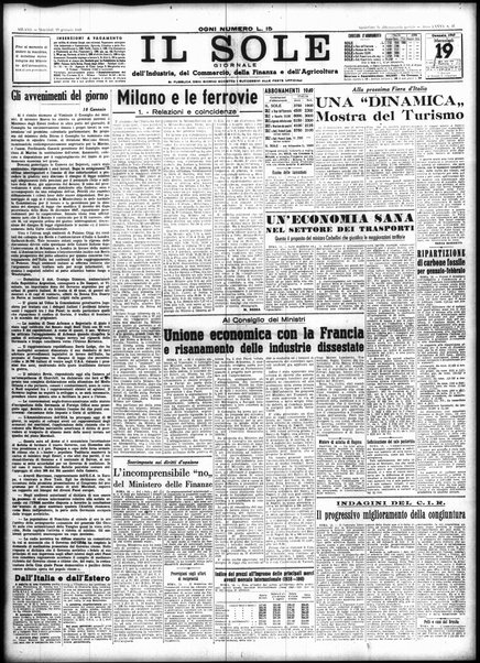 Il sole : giornale commerciale, agricolo, industriale... : organo ufficiale della Camera di commercio e industria di Milano ...