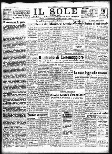 Il sole : giornale commerciale, agricolo, industriale... : organo ufficiale della Camera di commercio e industria di Milano ...