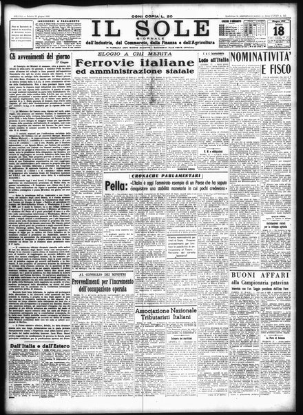 Il sole : giornale commerciale, agricolo, industriale... : organo ufficiale della Camera di commercio e industria di Milano ...