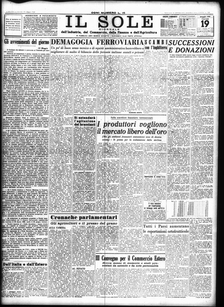 Il sole : giornale commerciale, agricolo, industriale... : organo ufficiale della Camera di commercio e industria di Milano ...