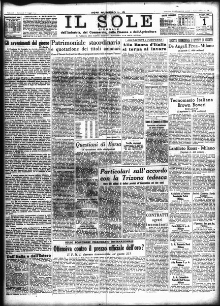 Il sole : giornale commerciale, agricolo, industriale... : organo ufficiale della Camera di commercio e industria di Milano ...