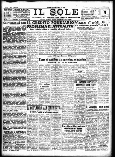 Il sole : giornale commerciale, agricolo, industriale... : organo ufficiale della Camera di commercio e industria di Milano ...