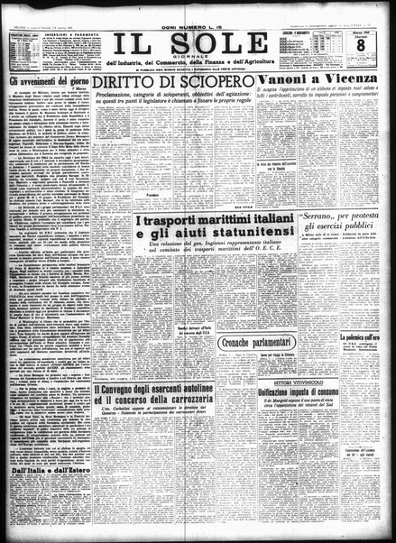 Il sole : giornale commerciale, agricolo, industriale... : organo ufficiale della Camera di commercio e industria di Milano ...