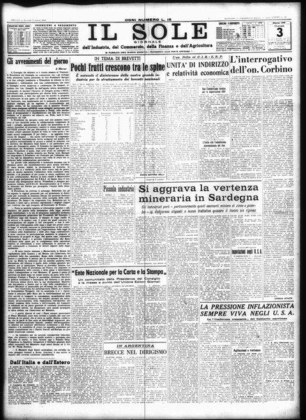 Il sole : giornale commerciale, agricolo, industriale... : organo ufficiale della Camera di commercio e industria di Milano ...