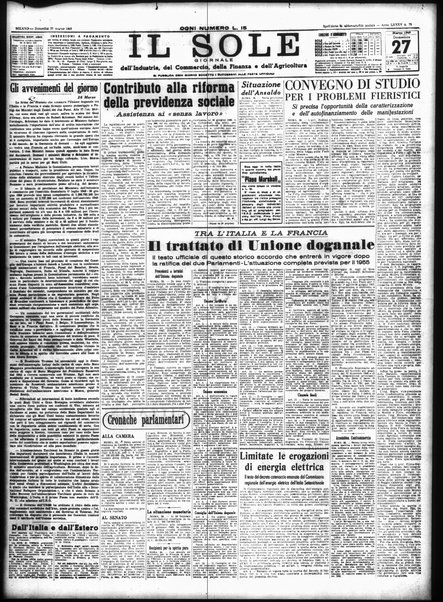 Il sole : giornale commerciale, agricolo, industriale... : organo ufficiale della Camera di commercio e industria di Milano ...