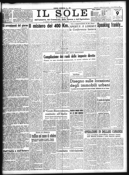 Il sole : giornale commerciale, agricolo, industriale... : organo ufficiale della Camera di commercio e industria di Milano ...